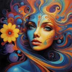Fototapeta premium psychodelic paint for a trance song cover called 