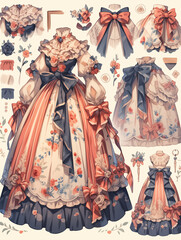Design of vintage rococo baroque dress