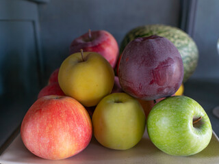 Colorful Assortment of Fresh Fruits on a Kitchen Counter
