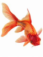 Fototapeta premium Red goldfish illustration in close up isolated on white hyper realistic 