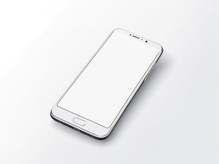 White screen smartphone mockup isolated on a white background.