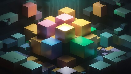 Obraz premium abstract background with coloured cubes wallpaper