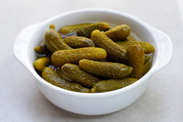 Tasty pickled cucumbers. Fermented vegetables