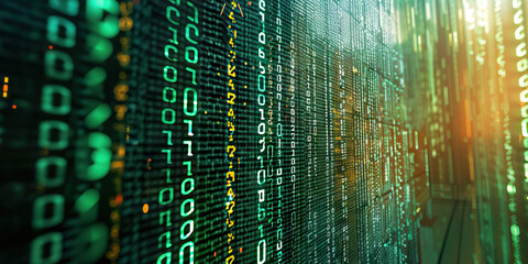 The Crytpo Craze: A wall covered in enigma codes, surrounding a sleek new cryptocurrency trading interface.