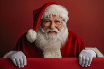 Naklejka premium Santa holds red sign