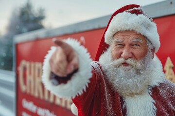 Santa pointing camera right hand