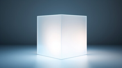 Futuristic Crystal Cube in Professional Studio Light: Ideal for Elegant and Technological Mockup Displays