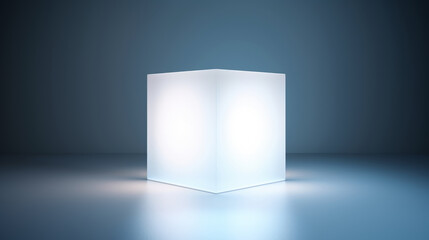 Transparent Glass Cube Reflecting Light in Studio: Perfect for Exclusive Logos and Futuristic Technology Concepts