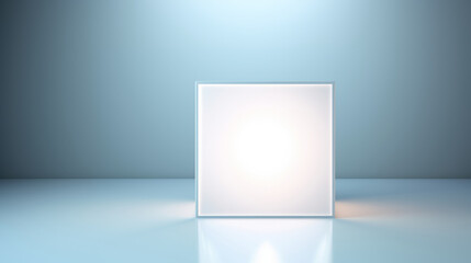 Reflective 3D Glass Cube in Clean Studio Light: Perfect for Presenting Tech Logos and Exclusive Concepts
