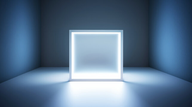 Modern Glass Cube Reflecting Light in Clean Studio: Ideal for Tech Logos and Future-Oriented Designs