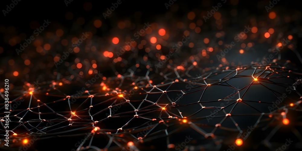 Poster neural network technology on a futuristic black background a concept for artificial intelligence. co