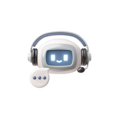 DJ robot chatbot icon with headphones 3D vector illustration