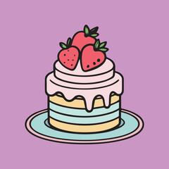 flat concept cake eating logo