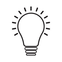 Light bulb icon, vector , silhouette with stroke line. Electric bulb icon, Idea vector icon symbol. Vector illustration.
