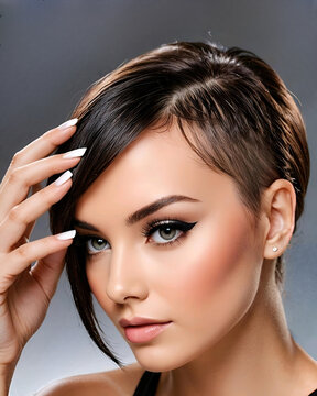 Retrato de estudio mujer con peinado sofisticado de peluquer&iacute;a