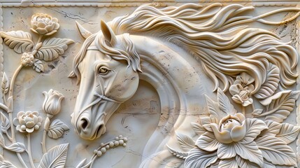 Beautiful animal 3d relief wallpaper. Mural wallpaper. AI generated illustration