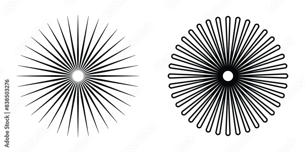 Fototapete circular radiating lines geometric element. sun star rays symbol. abstract geometric shapes. design 