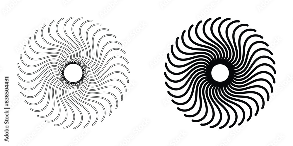 Fototapete circular radiating lines geometric element. sun star rays symbol. abstract geometric shapes. design 