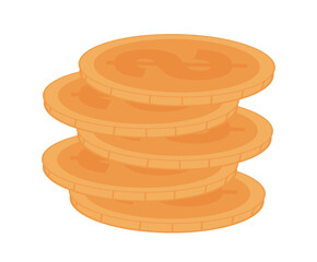 Coins Stack on transparent background, finance concept, flat design vector illustration