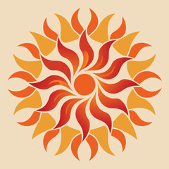 Vibrant Abstract Sun Design with Radiant Orange and Yellow Flames