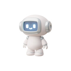Cheerful robot with artificial intelligence, cartoon 3D style on isolated background.