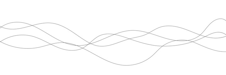 Thin wavy line abstract background. Wavy line horizontal divider outline minimalist background. Abstract black lines wave curve motion on white background. Vector Illustration.