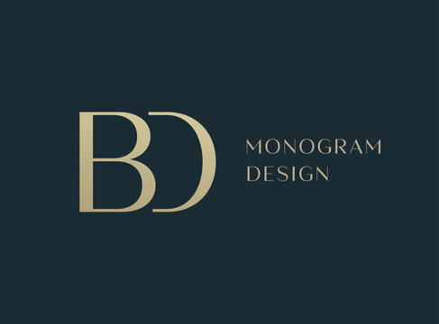 BD letter logo icon design. Classic style luxury initials monogram.