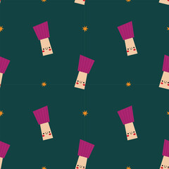 Cute pattern with cartoonish brightly coloured mushrooms on a dark background. Cute print for fabric or wallpaper.