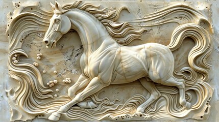 Beautiful animal 3d relief wallpaper. Mural wallpaper. AI generated illustration