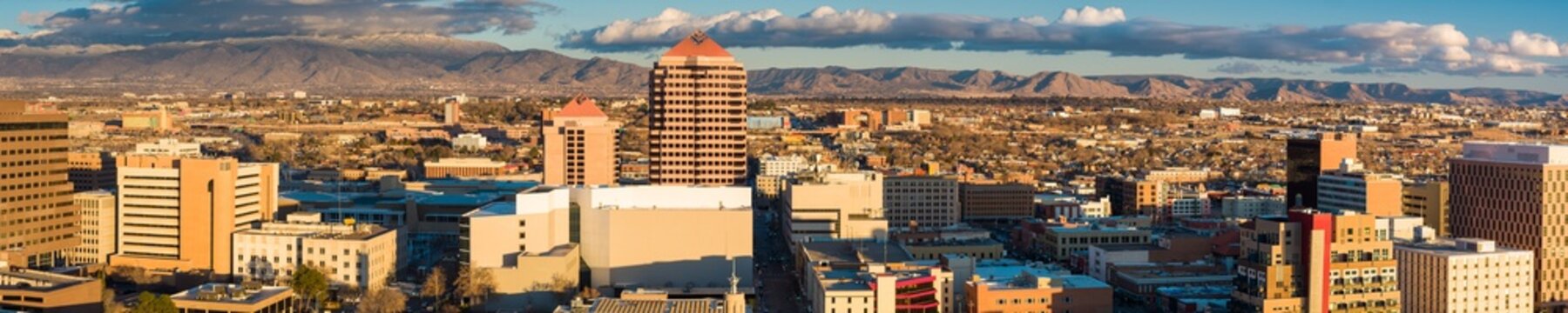 4K Ultra HD Drone Shot of Morning Sunlight on Downtown Buildings in Fresno, California