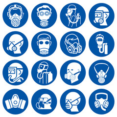 Face Protection Set Symbol Sign,Vector Illustration, Isolated On White Background Label. EPS10