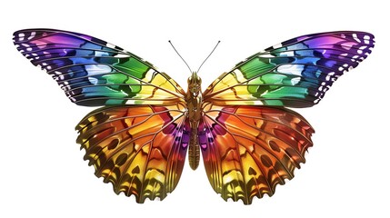 Obraz premium High Brown Fritillary Butterfly adorned with rainbow accents on its open wings, symbolizing LGBTQIA pride and diversity