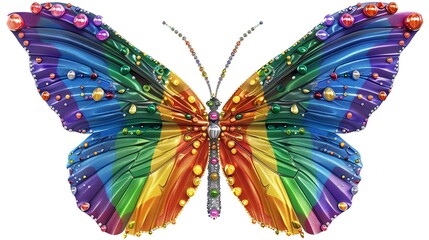 Holly Blue Butterfly adorned with rainbow patterns on its open wings, symbolizing LGBTQIA pride and support