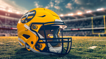 Yellow American football helmet