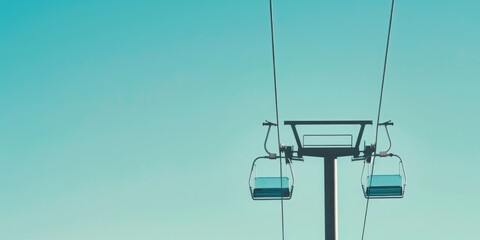 Empty chairlift seat on cable � alpine transport against turquoise sky