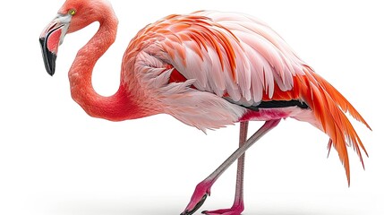 A standing and moving flamingo ,Transparent background
