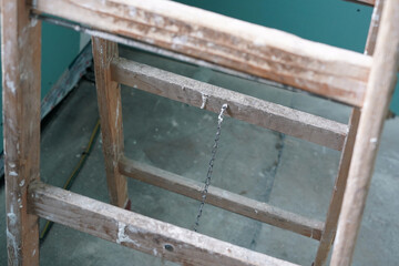 Obraz premium Detail of wooden ladder rungs.