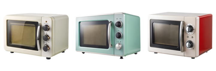 Retro microwave isolated on transparent background PNG file
