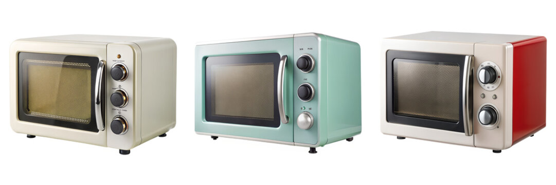 Retro microwave isolated on transparent background PNG file