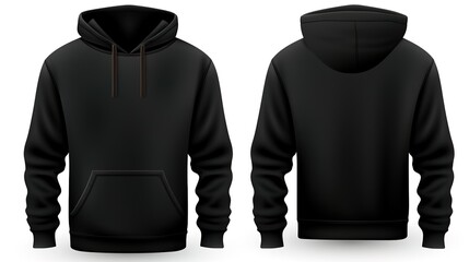 Black hoodie sweatshirt front and back template vector illustration 
