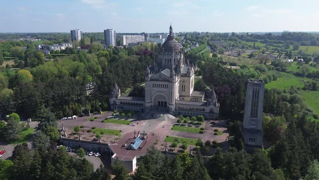 drone video Lisieux basilica France Europe