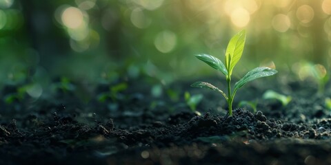 Minimalistic composition: Green economy, green business or green industry concept. Using environmentally friendly and sustainable production processes. Reducing carbon footprint, conserve natural re