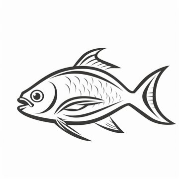 recommend clip art: Fish Outline. Icon of Isolated Aquatic Fish in Tropical Environment
