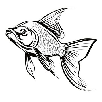 recommend clip art: Fish Outline Icon. Isolated Tropical Fish Design in White Background