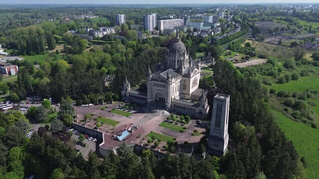 drone video Lisieux basilica France Europe	