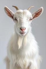 the Toggenburg Goat with copy space on right Isolated on white background