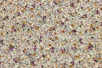 Fragment of colorful retro tapestry textile pattern with floral ornament useful as background. Floral textile or cloth, macro shot. Fabric texture. tissue, textile, cloth, material, woven