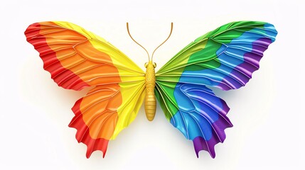 Lime Butterfly in a vibrant rainbow palette with wings spread, celebrating LGBTQIA pride and acceptance