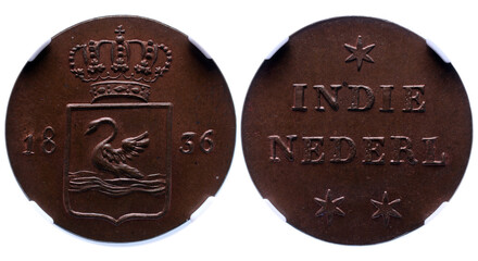 Coin of NETHERLANDS EAST INDIES Duit 1836 L8 - Swan Cooper Pattern