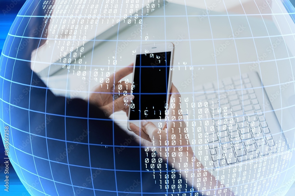 Aufkleber data science. business man work on computer devices